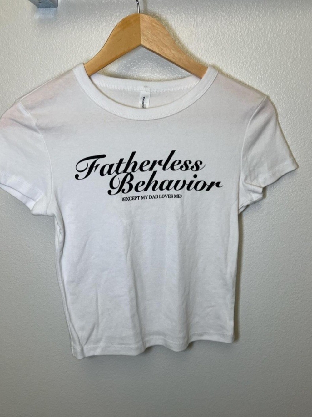 White 'Fatherless Behavior' Crop Top
